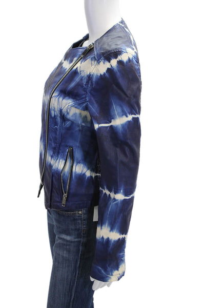 BLANKNYC Womens Biker Jacket Blue Zip Polyurethane Viscose Size S