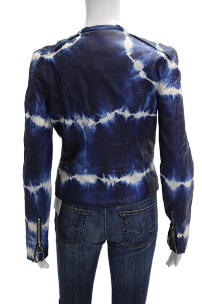 BLANKNYC Womens Biker Jacket Blue Zip Polyurethane Viscose Size S