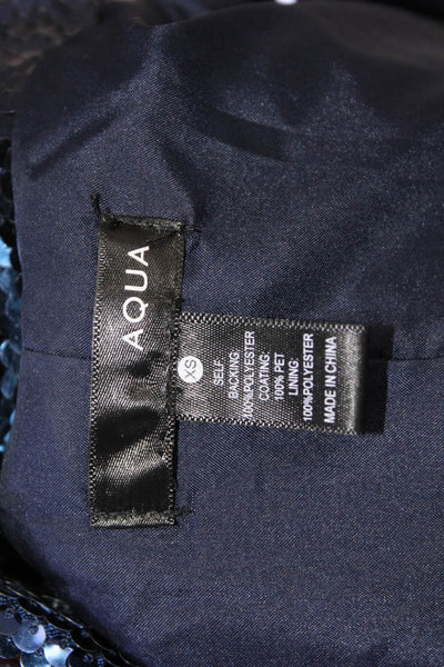 Aqua Womens Dark Blue Collared Long Sleeve 80s Polyester Blazer Size XS