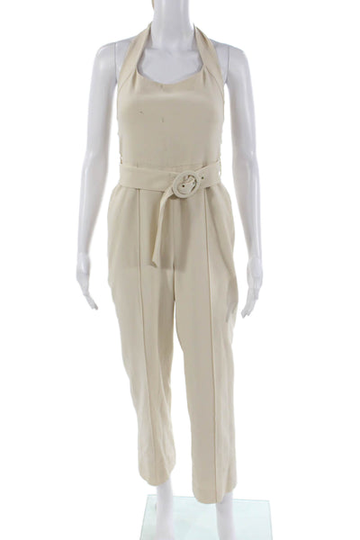 Jonathan Simkhai Women Beige Halter Neck Sleeveless Jumpsuit Size 2