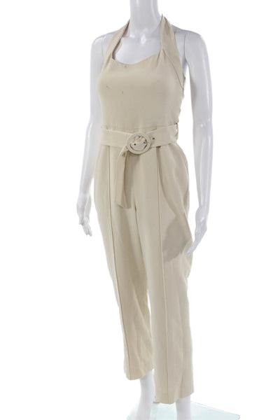 Jonathan Simkhai Women Beige Halter Neck Sleeveless Jumpsuit Size 2