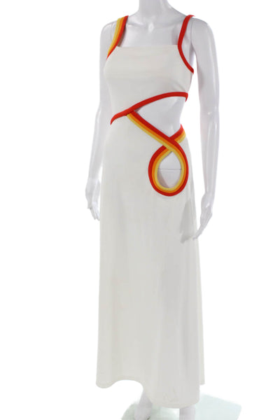 Christopher Esber Women White Maxi Tank Dress Square Neck Sleeveless Size 8