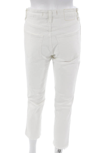 Amo Womens White Ankle Cropped High Rise Jeans 98% Cotton Size 26