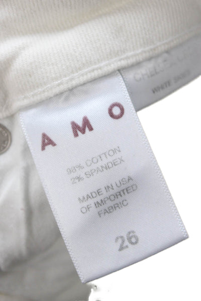 Amo Womens White Ankle Cropped High Rise Jeans 98% Cotton Size 26