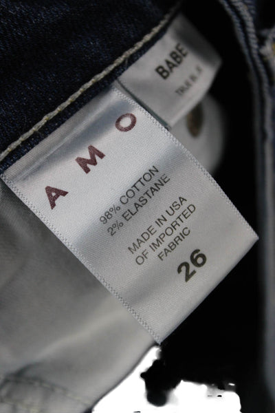 Amo Womens Cropped Ankle Jeans Dark Blue Mid Rise Button Size 26