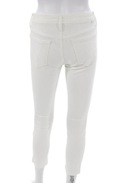 Mother Women Ankle Cropped White Jeans Size 25