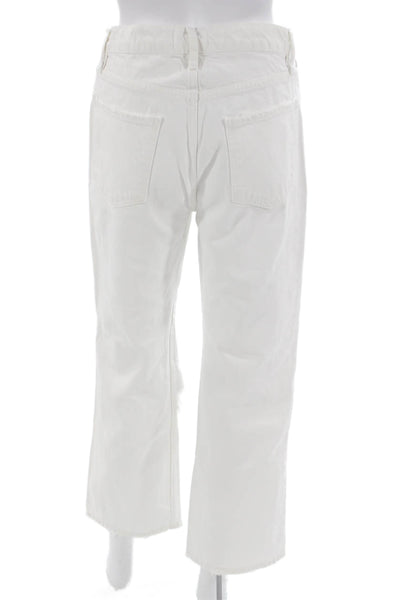 Frame Women Boyfriend Cropped White High Rise Jeans Size 26