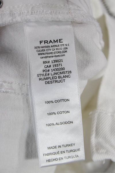 Frame Women Boyfriend Cropped White High Rise Jeans Size 26