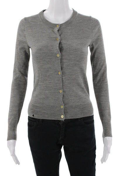 J Crew Womens Merino Wool Cardigan Crewneck Button Long Sleeve Gray Size XS