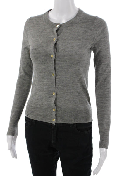 J Crew Womens Merino Wool Cardigan Crewneck Button Long Sleeve Gray Size XS
