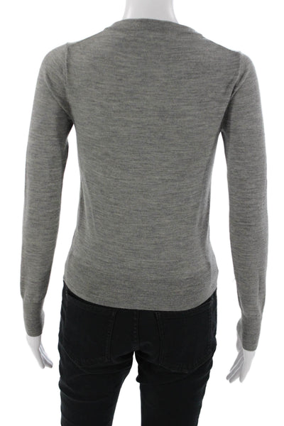 J Crew Womens Merino Wool Cardigan Crewneck Button Long Sleeve Gray Size XS