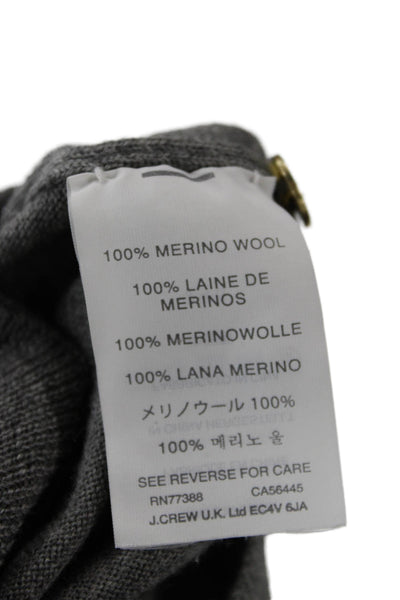 J Crew Womens Merino Wool Cardigan Crewneck Button Long Sleeve Gray Size XS