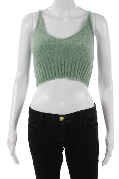 Nicholas Women Cropped Camisole V-Neck Green Wool Alpaca Blend Size S