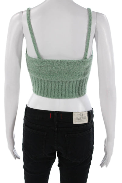 Nicholas Women Cropped Camisole V-Neck Green Wool Alpaca Blend Size S