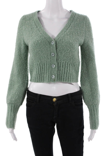 Nicholas Womens Green V-Neck Button Cardigan Long Sleeve Size S