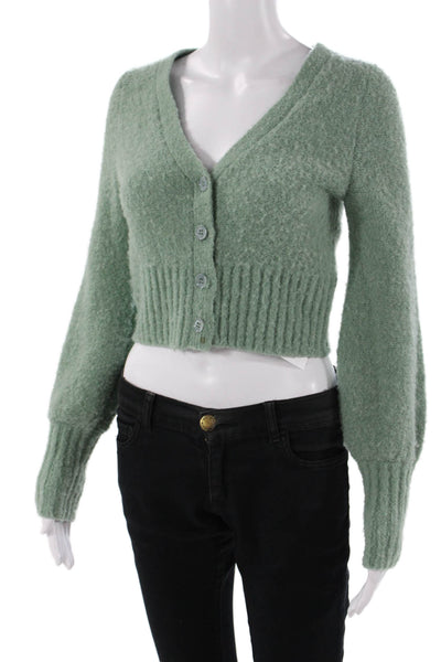 Nicholas Womens Green V-Neck Button Cardigan Long Sleeve Size S