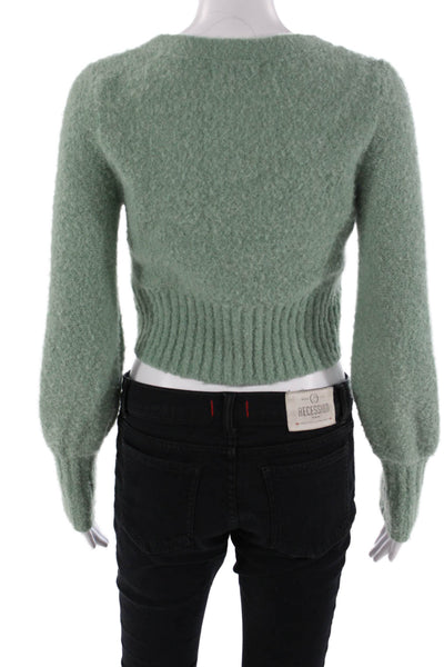 Nicholas Womens Green V-Neck Button Cardigan Long Sleeve Size S