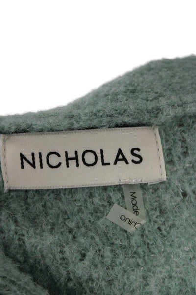 Nicholas Womens Green V-Neck Button Cardigan Long Sleeve Size S