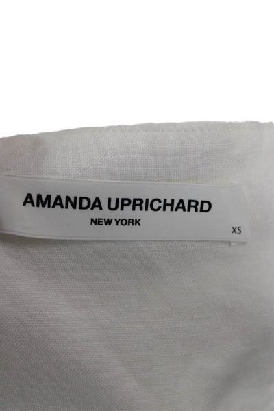 Amanda Uprichard Womens Cropped Sleeveless Tank White Tie Linen Rayon Size XS