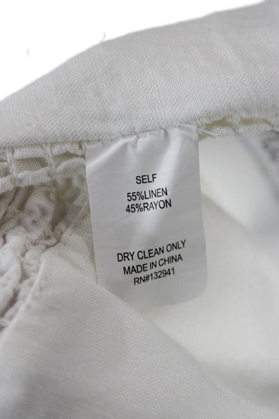 Amanda Uprichard Womens Cropped Sleeveless Tank White Tie Linen Rayon Size XS
