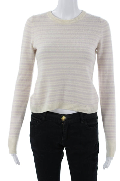 Intermix Women Cashmere Striped Pullover Beige Sweater Size S