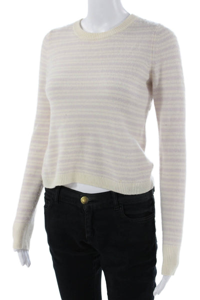 Intermix Women Cashmere Striped Pullover Beige Sweater Size S