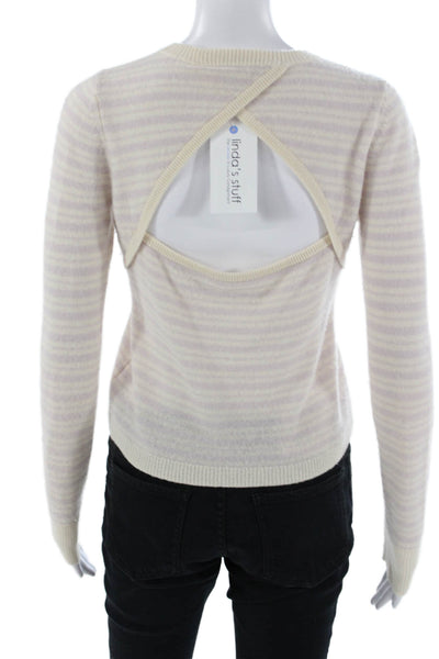 Intermix Women Cashmere Striped Pullover Beige Sweater Size S