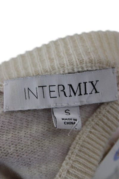 Intermix Women Cashmere Striped Pullover Beige Sweater Size S