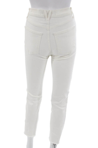 Veronica Beard Womens White High Rise Cropped Ankle Jeans Button Size 25
