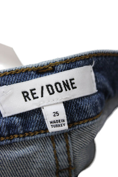 Re/Done Womens Ankle Cropped Straight Dark Blue Jeans Size 25