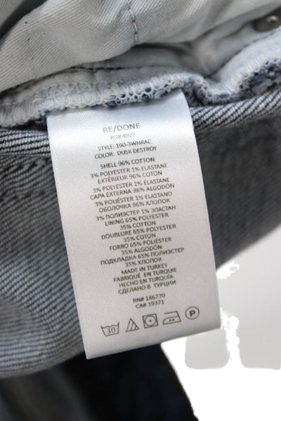 Re/Done Womens Ankle Cropped Straight Dark Blue Jeans Size 25
