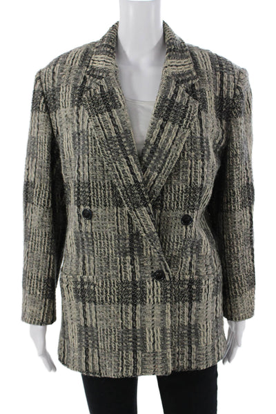 Daniel Hechter Women Beige Checked Wool Blazer 80s Size 38
