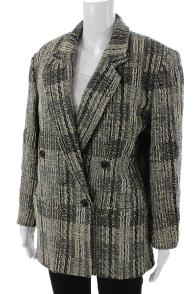 Daniel Hechter Women Beige Checked Wool Blazer 80s Size 38