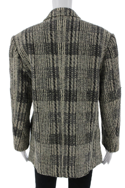 Daniel Hechter Women Beige Checked Wool Blazer 80s Size 38