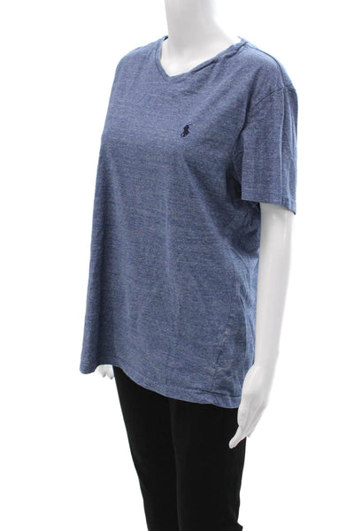 Polo Ralph Lauren Unisex Blue V-Neck Jersey T-Shirt Cotton Short Sleeve Size L