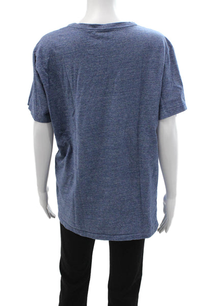 Polo Ralph Lauren Unisex Blue V-Neck Jersey T-Shirt Cotton Short Sleeve Size L