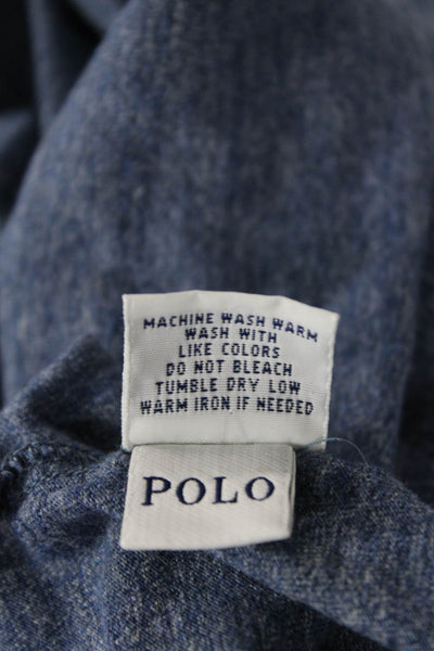 Polo Ralph Lauren Unisex Blue V-Neck Jersey T-Shirt Cotton Short Sleeve Size L