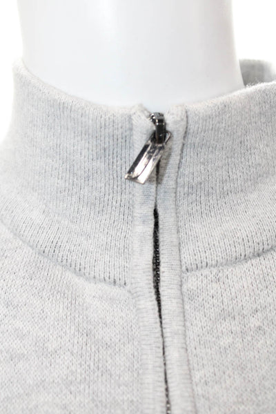Jones New York Unisex Gray Striped Mock Neck Full Zip Sweater Size M