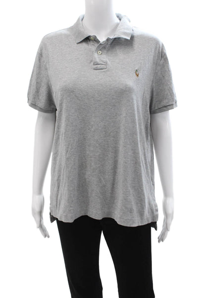 Polo Ralph Lauren Mens Gray Collared Button Short Sleeve Polo Cotton Size L