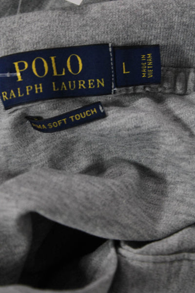 Polo Ralph Lauren Mens Gray Collared Button Short Sleeve Polo Cotton Size L
