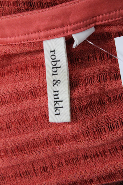 Robbi & Nikki Womens Tunic Orange Striped Boho Short Sleeve Round Neck Size L