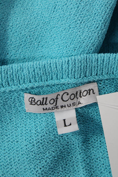 Ball Of Cotton Unisex Pullover Sweater Light Blue V Neck Long Sleeve 90s Size L