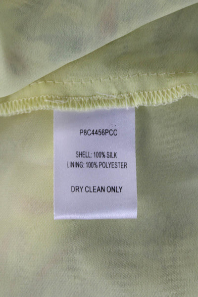 Parker Women Silk Floral V-Neck Camisole Blouse Yellow Spaghetti Strap Size XS