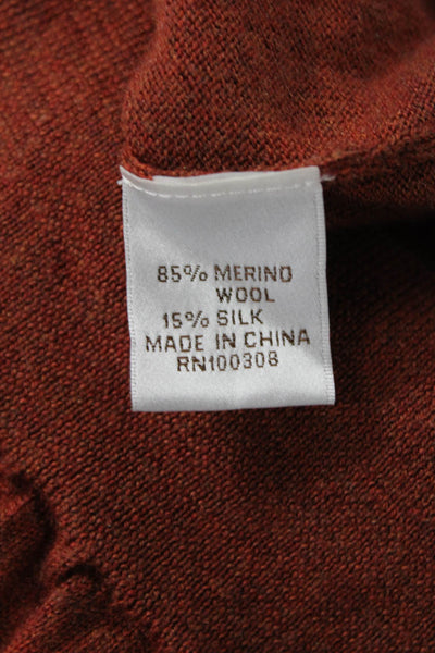 Peter Millar Womens V-Neck Pullover Sweater Brown Merino Silk Blend Size L