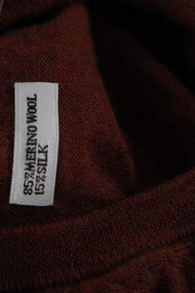 Peter Millar Womens V-Neck Pullover Sweater Brown Merino Silk Blend Size L