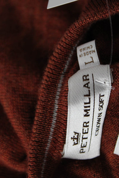 Peter Millar Womens V-Neck Pullover Sweater Brown Merino Silk Blend Size L