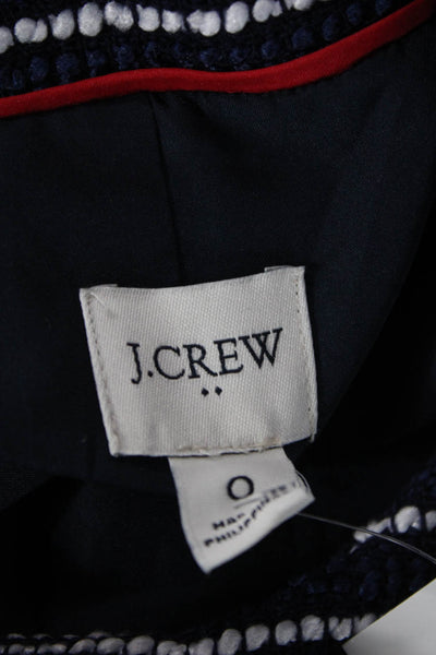 J Crew Womens Striped Dark Blue Blazer Button Long Sleeve Petite Size 0