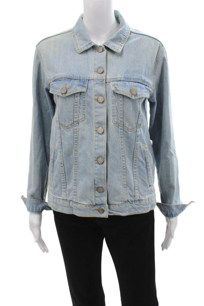 Bershka Womens Light Blue Cotton Collared Long Sleeve Jacket Size XS