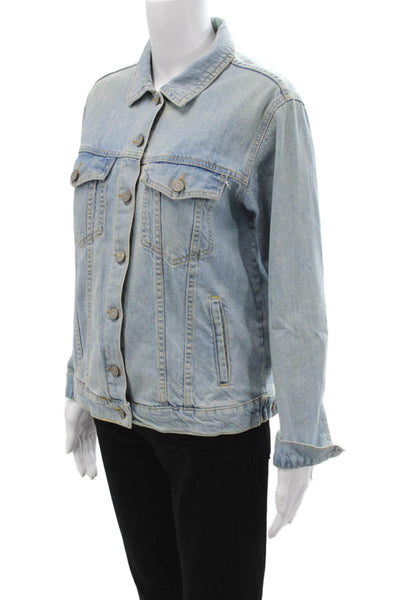 Bershka Womens Light Blue Cotton Collared Long Sleeve Jacket Size XS