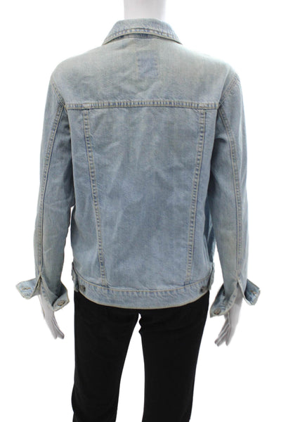 Bershka Womens Light Blue Cotton Collared Long Sleeve Jacket Size XS